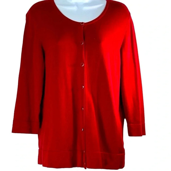Ann Taylor Outlet Size XL Cranberry 3/4 sleeve Cardigan - Picture 1 of 7